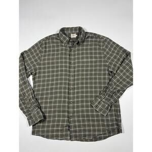 Faherty Brand Men’s Plaid Flannel Button Down Shirt Large Cotton Green